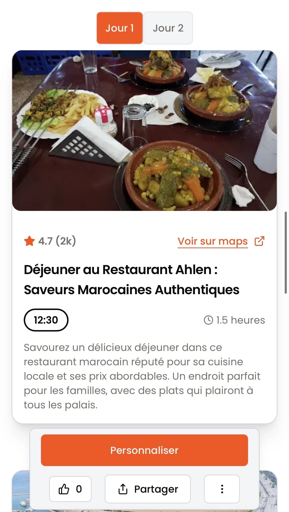 Placement of your place on itinerary